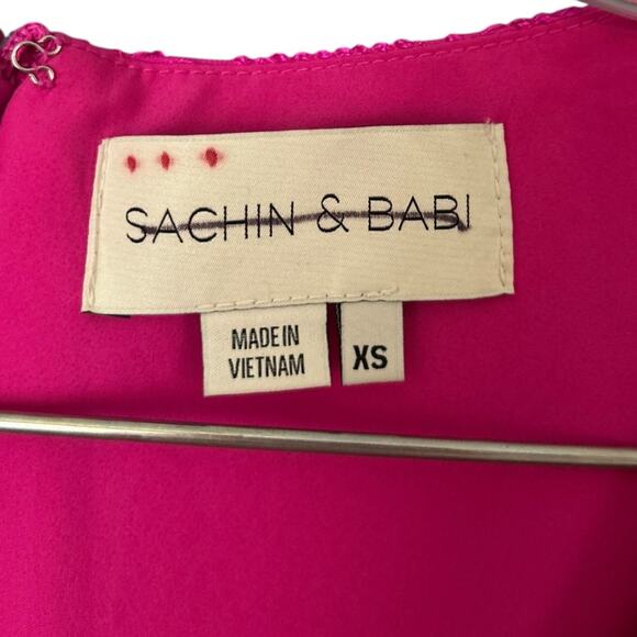 Sachin & Babi Puff-Sleeve Taffeta Mini Dress Woman's XS A-Line V-Neck Flirty NEW - Picture 4 of 8